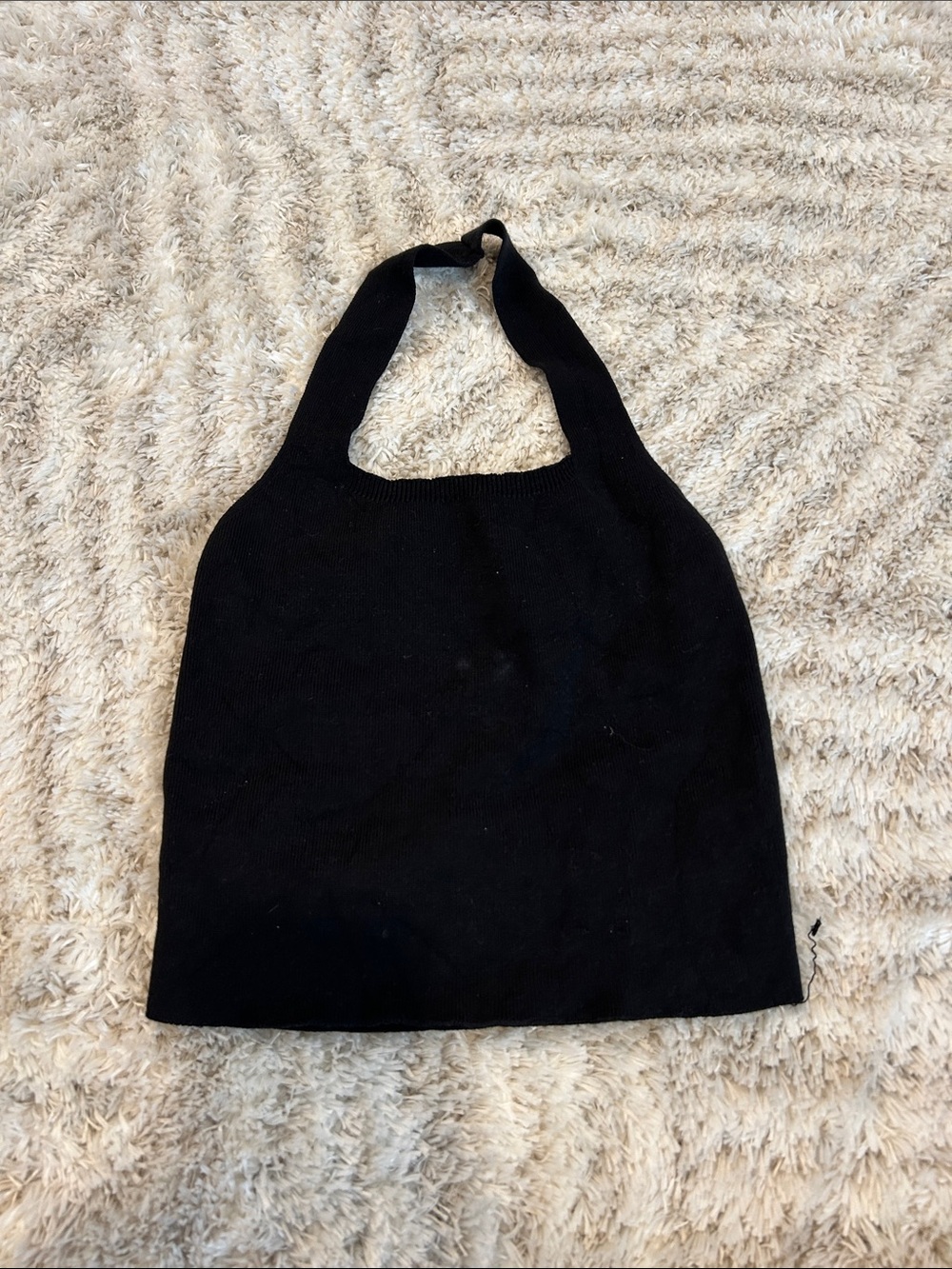 Princess Polly Black Halter Knit Crop Top